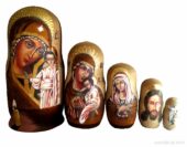 Brown, gold toy Religious Matryoshka T2104005