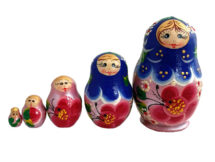 Blue, Pink toy Matryoshka Traditional blue pink 5 pieces T2104039