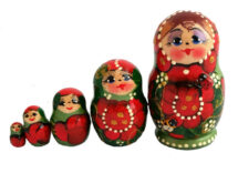 Red toy Matryoshka Traditional Green 5 pieces T2104037