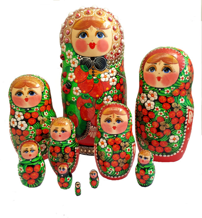 Russian Nesting Dolls Matryoshka PINK EGG Pyrography 3 Mamayeva signed SMALL 