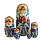 Blue, Purple, White toy Russian doll 5 pieces - Snow Maiden T2104057