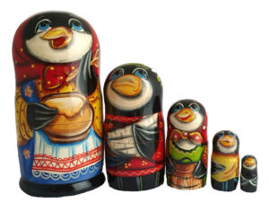 Black, White toy Nesting doll -