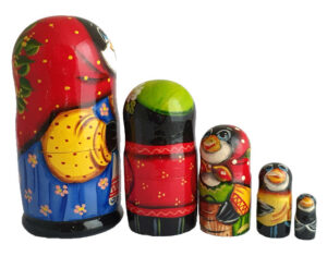 Black, White toy Nesting doll -