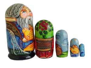 Blue, Gray, Yellow toy Russian nesting doll - Gold fish T2104055
