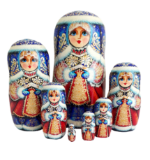 Blue, Red toy Nesting doll - Snow Maiden T2104012