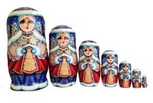 Blue, Red toy Nesting doll - Snow Maiden T2104012
