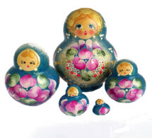 Blue toy Nesting dolls - Flowers 5 pieces T2104004