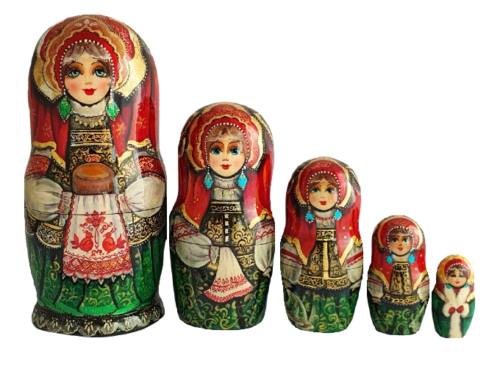 gold, Green, Red toy Russian doll - Welcome T2104064