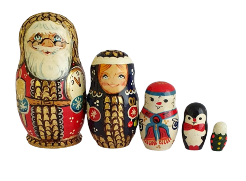 Red toy Russian nesting doll - Santa Claus T210459