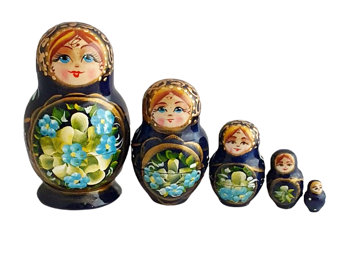 5 Originale Russa Tiny Nesting Doll House TRICHECO Marinaio in Miniatura Babushka 1 1/2 