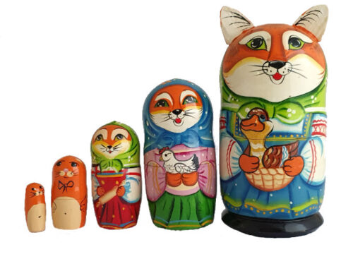 Orange toy Wooden russian nesting doll - Fox T2104053