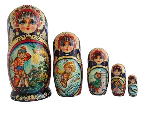 Blue, Green, Red toy Russian wood nesting doll 2104058