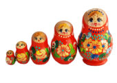 Red toy Traditional red matryoshka 5 pieces T210418