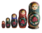 Black, Green, Red toy Traditional Russian doll with flowers 5 pieces T2104014