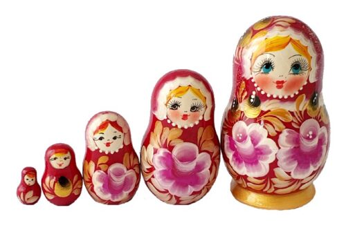 Pink, Purple toy Russian doll 5 pieces red T2104023