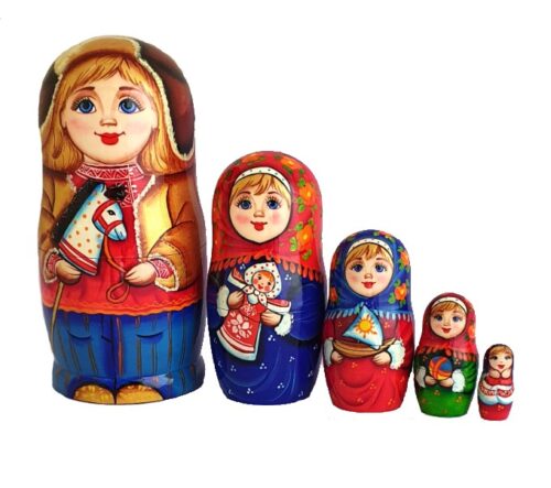 Blue, gold, Red toy Nesting doll - Family T2105002