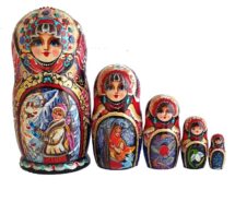 Blue, gold, Red toy Nesting dolls -Popular Conta - Snow Maiden T2104069