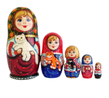 Black, Red toy Matryoshkas Russian dolls with cats T2104085