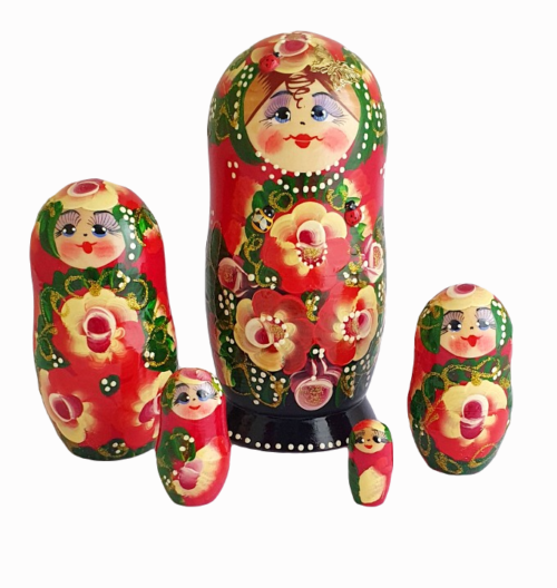 Red toy Russian dolls with ladybug T2105021