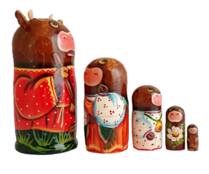 Brown toy Nesting dolls - the farm T2104067