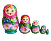 Blue, Pink toy Pink-blue matryoshka with daisies T2104087