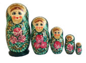 Green toy Russian traditional 5-piece doll T2105030