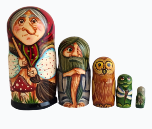 Brown, Red toy Russian-doll-5-pieces-Baba-Yaga T2104070