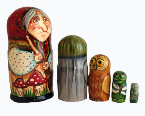 Brown, Red toy Russian-doll-5-pieces-Baba-Yaga T2104070