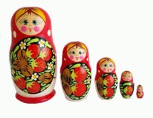 Red toy Russian doll 5 pieces with red strawberries T2105014