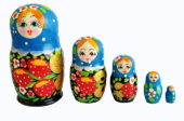 Blue toy Traditional blue matryoshka with strawberry 5 pieces T2104082