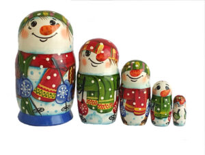 Blue, Green, Red toy Matryoshka -Snowman T2105017