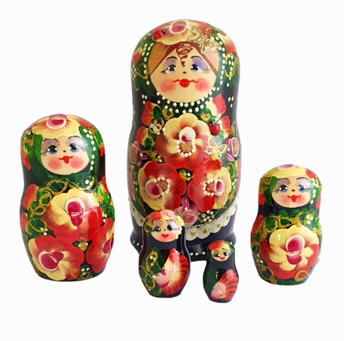 Black toy Russian dolls with ladybug T2105023
