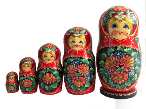 Red toy Traditional red matryoshka 5 pieces T2105025