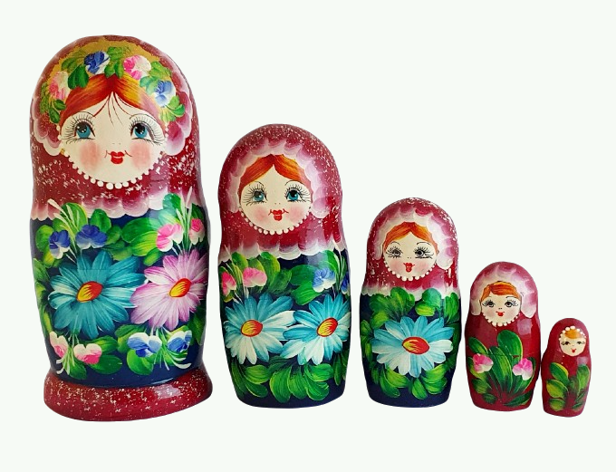 Rekkles 5Pcs Unpainted Nesting Dolls DIY Matryoshka Wooden Nesting Dolls Russian Style Unfinished Paint Gifts Crafts 