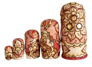 Brown toy Nesting dolls -Pyrography on wood T210701