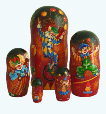 Red toy Matryoshka original red 5 pieces – The circus T2110006