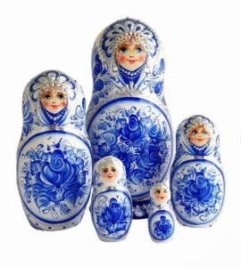 Blue, White toy Matryoshka white blue 5 pieces T2110002