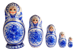 Blue, White toy Matryoshka white blue 5 pieces T2110002