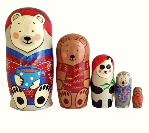 Blue, Red, White toy Nesting doll - The bears T2110002