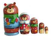 Brown toy Russian dolls - Bear T2110004