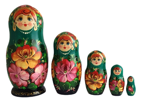 Green toy Nesting dolls green 5 pieces