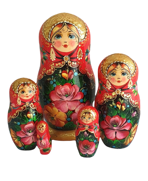 Black, Red toy High-end russian doll red black Jostovo 5 pieces T2107002