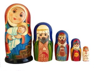 Blue, Green, Purple toy Nesting doll 5 pieces - Christmas T2111002