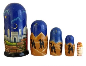 Blue, Green, Purple toy Nesting doll 5 pieces - Christmas T2111002