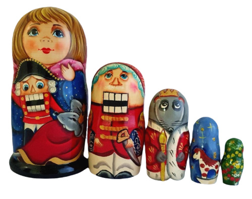Blue, Red toy Russian doll 5 pieces - 