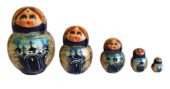 Blue, White toy Russian doll 5 pieces - architecture T2204003
