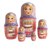 Pink, Purple toy Russian doll 5 pieces - Architecture T2204007